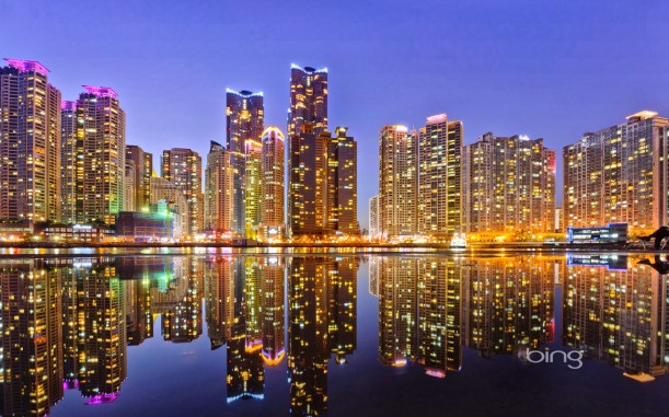 Skyline of Marine City in Busan, South Korea